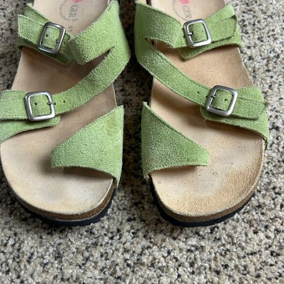 Haflinger Lime Green Suede Buckle Sandals - Picture 5 of 7
